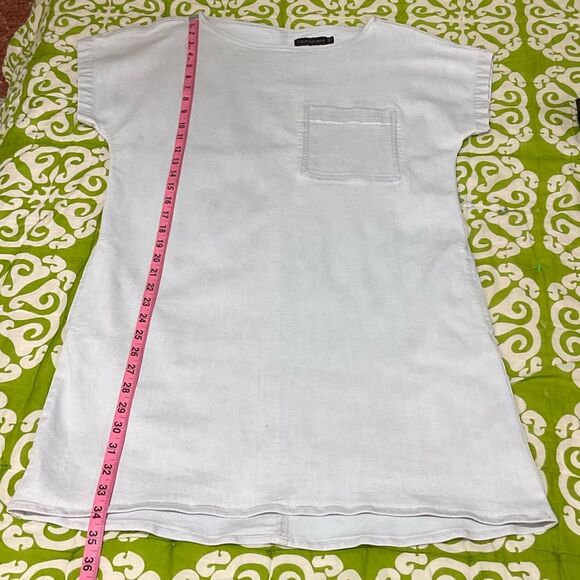 Vintage 90s y2K Boxy Denim Chambray Shirt Dress Size Small - Picture 8 of 10